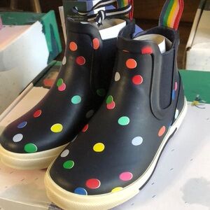 Joules Polka Dot Kids Rain Boots size US 9 NWT